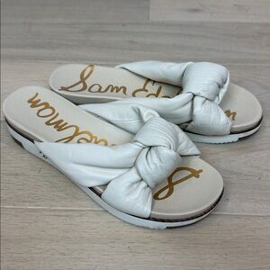 Women’s Sam Edelman Agatha Slide Sandal | Ivory Leather with Knot Detail | Sz 9